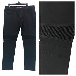 Express Jeans Rocco Slim Fit Skinny Leg Moto Black Grunge Mens 33x32 Act 35x30.5